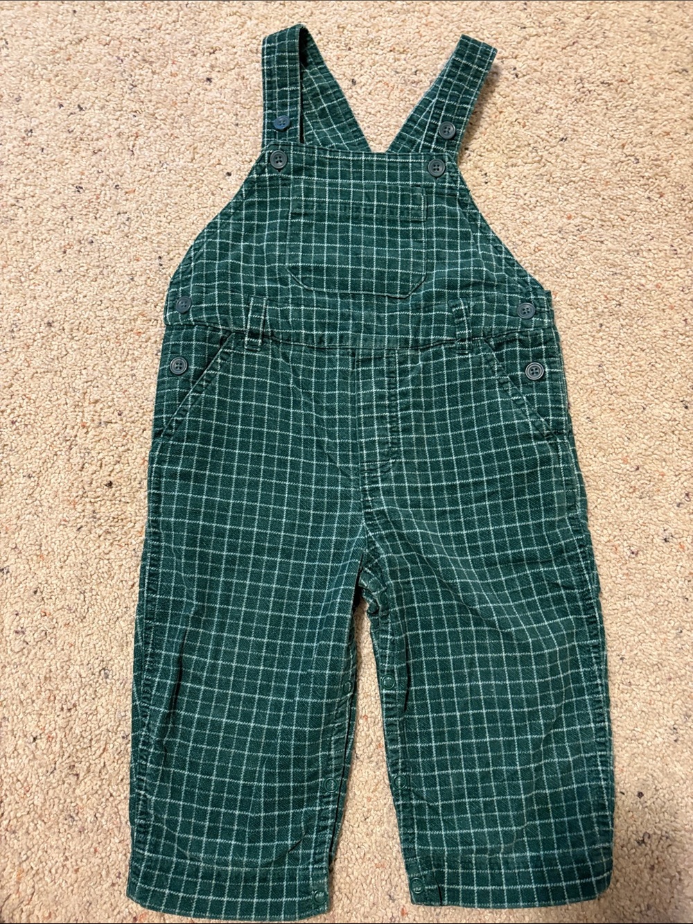 Gymboree Green Windowpane Corduroy Overalls